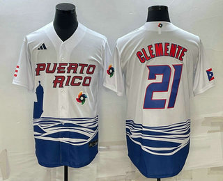 Men's Puerto Rico Baseball #21 Roberto Clemente 2023 White World Baseball Classic Stitched Jersey,We sell and wholesale Men's Puerto Rico Baseball #21 Roberto Clemente 2023 White World Baseball Classic Stitched Jersey on line form chian!